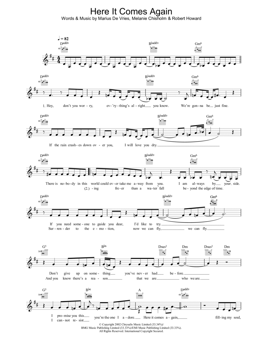 Here It Comes Again Piano scores gallery preview page 1