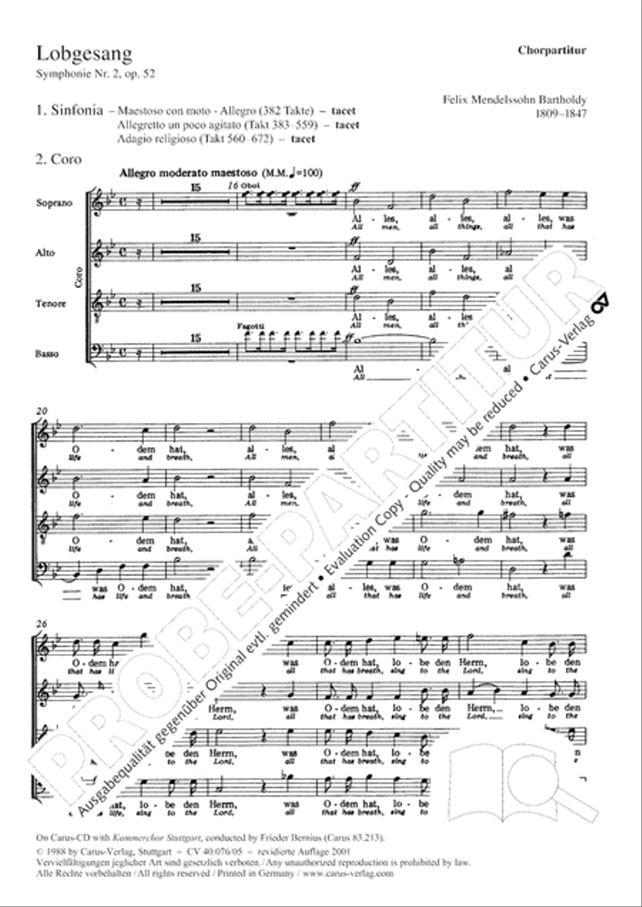 Hymn of Praise, MWV A 18 Hymn of Praise, MWV A 18 SSAATB scores gallery preview page 3