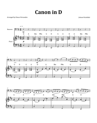 Book cover for Canon by Pachelbel - Bassoon & Piano and Chord Notation