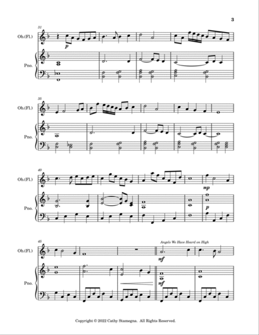 In the Bleak Midwinter (with “Silent Night”) Oboe (Flute) and Piano Flute scores gallery preview page 4