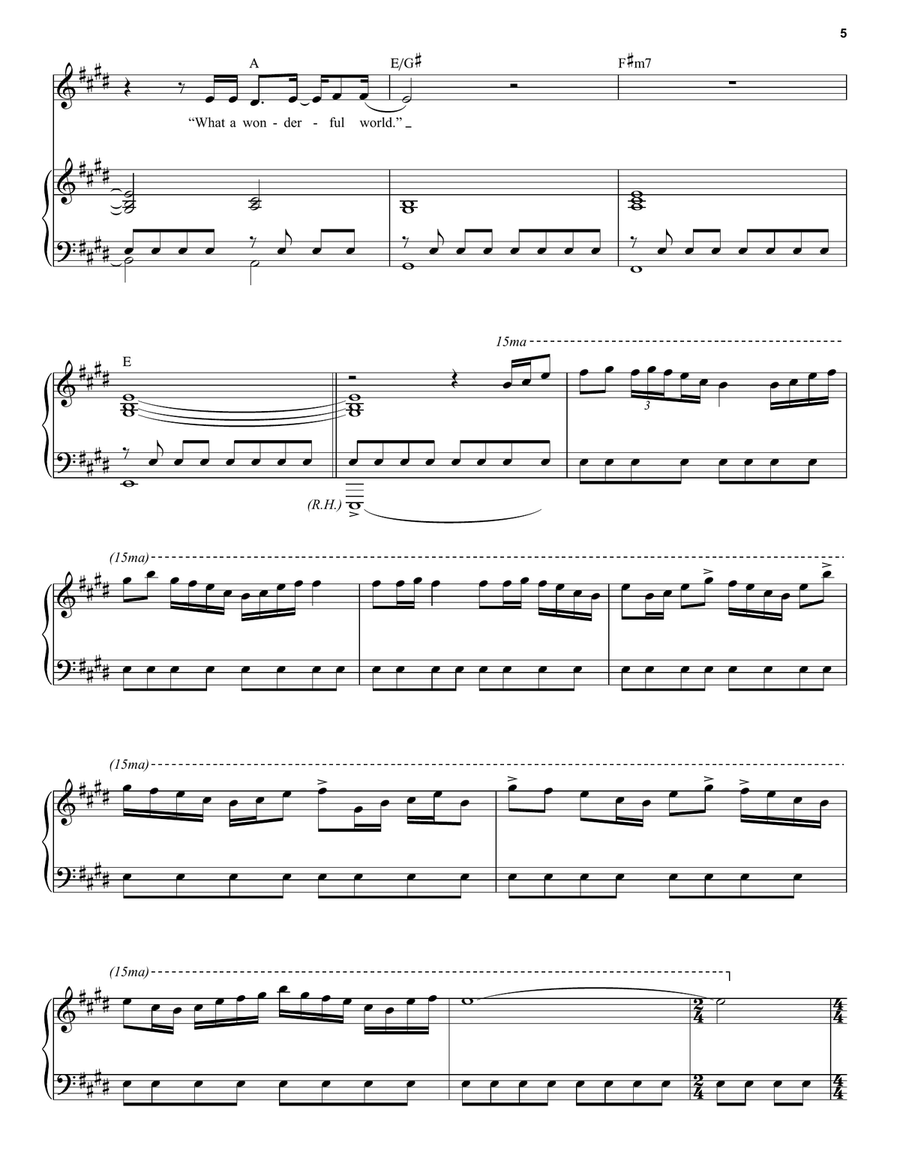 What A Wonderful World Piano, Vocal, Guitar scores gallery preview page 5