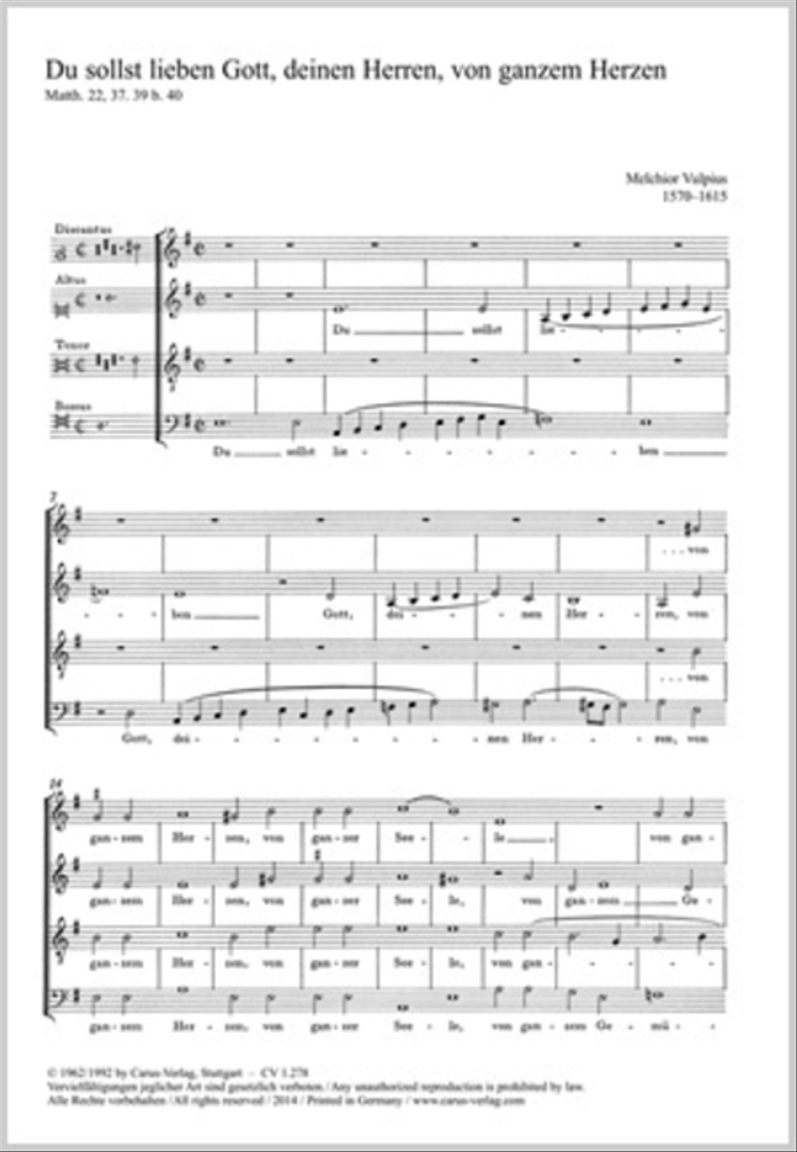 Du sollst lieben Gott, deinen Herren, von ganzem Herzen 4-Part scores gallery preview page 1