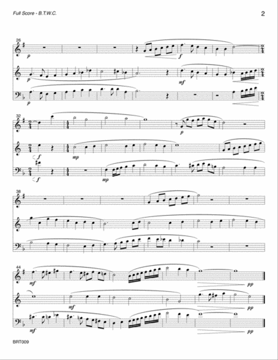 BENEATH THE WONDROUS CROSS for BRASS TRIO (Beneath the Cross of Jesus+When I survey) Brass Trio scores gallery preview page 2