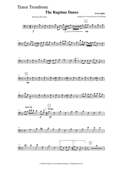Scott Joplin: The Ragtime Dance, arranged for concert band by Paul Wehage: trombone part