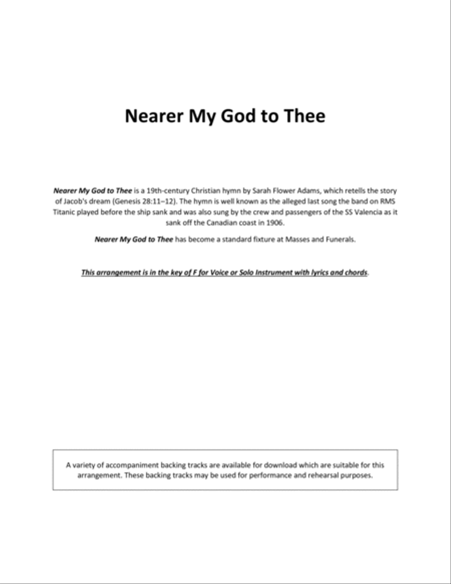 Nearer My God to Thee for Solo Voice / Solo Instrument in F Voice scores gallery preview page 2