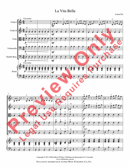 La Vita Bella by Loreta Fin String Orchestra - Sheet Music