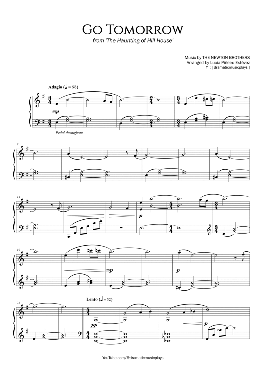 Go Tomorrow Easy Piano scores gallery preview page 1