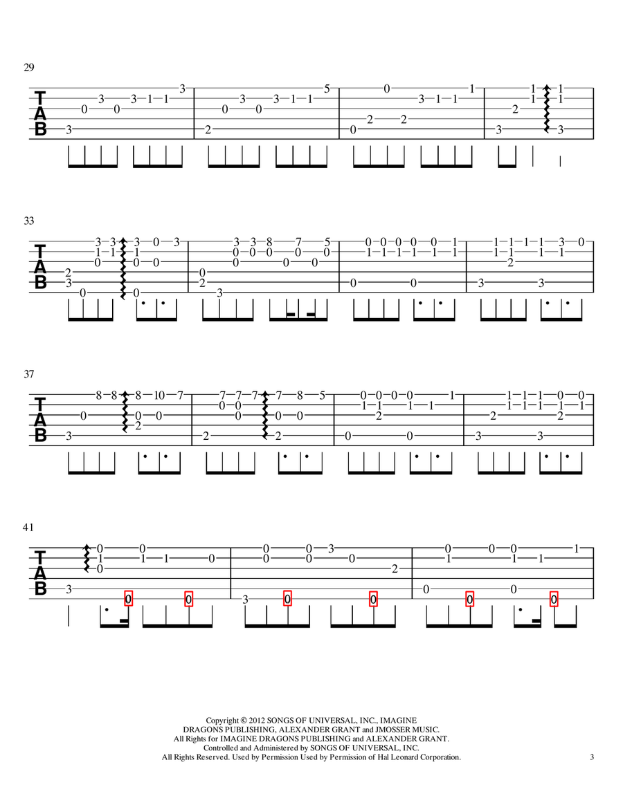 Demons Guitar Tablature scores gallery preview page 3