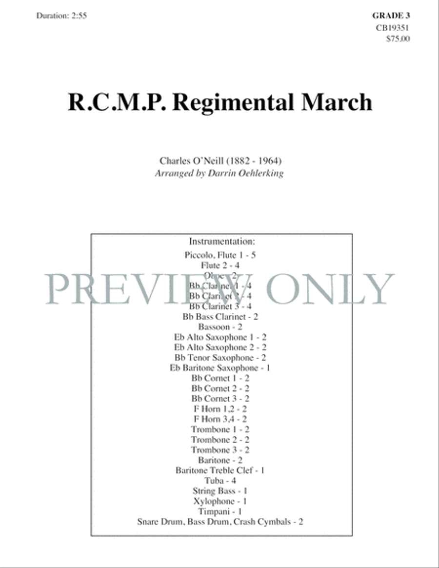 R.C.M.P. Regimental March Concert Band scores gallery preview page 2