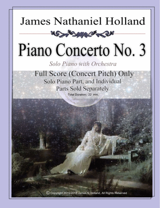 Piano Concerto No. 3 James Nathaniel Holland, Full Orchestral Score ONLY