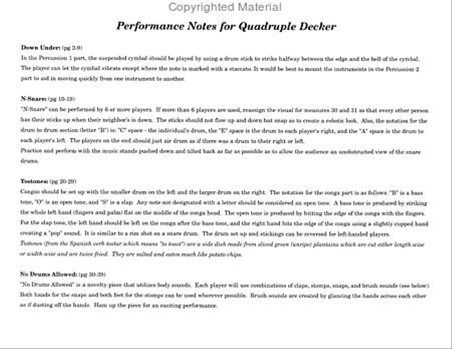 Quadruple Decker Quadruple Decker Percussion Ensemble scores gallery preview page 2