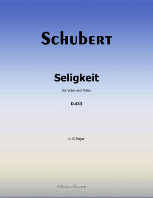 Book cover for Seligkeit, by Schubert, in G Major