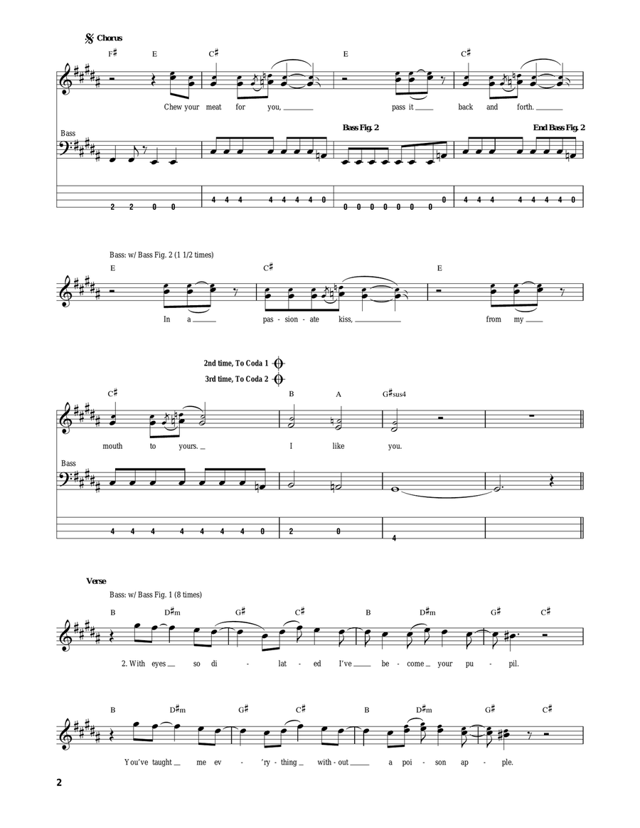 Drain You Drain You Bass Guitar Tablature scores gallery preview page 2