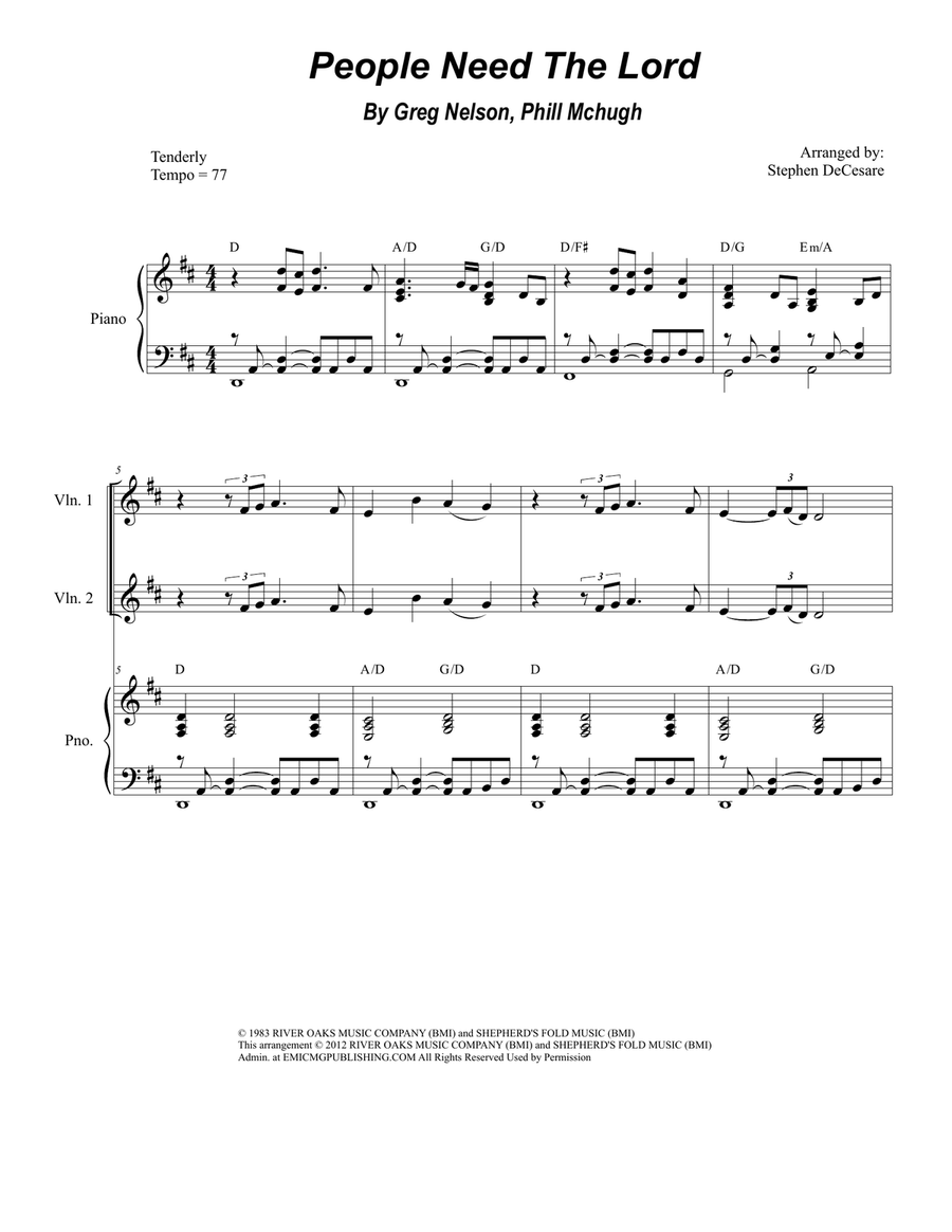 People Need The Lord People Need The Lord String Quartet scores gallery preview page 1