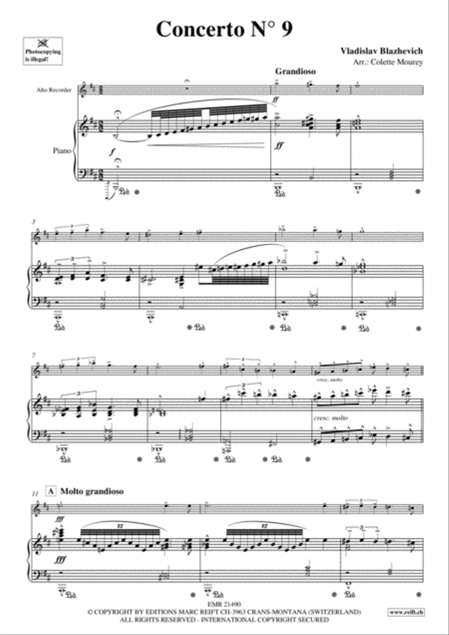 Concerto No. 9 Alto Recorder scores gallery preview page 3