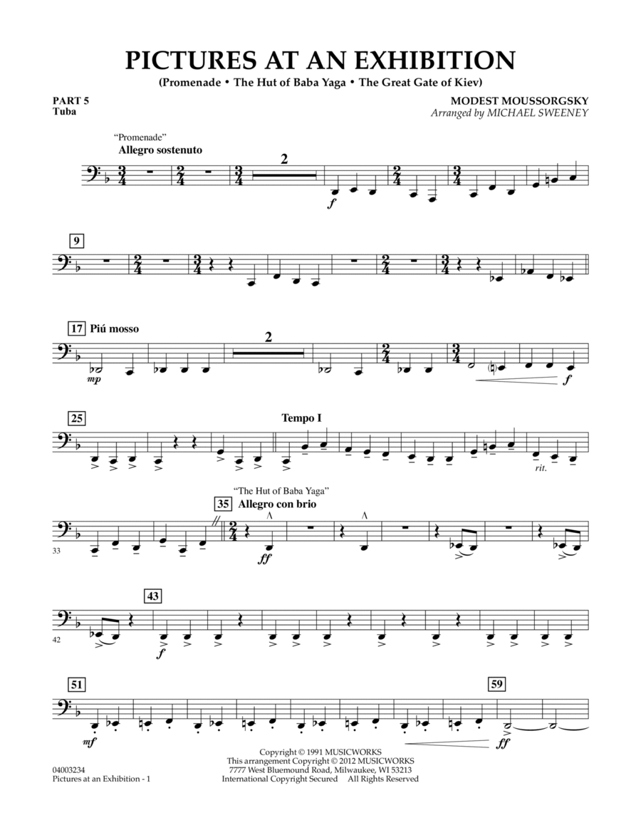Pictures At An Exhibition (Excerpts) - Pt.5 - Tuba Concert Band scores gallery preview page 1