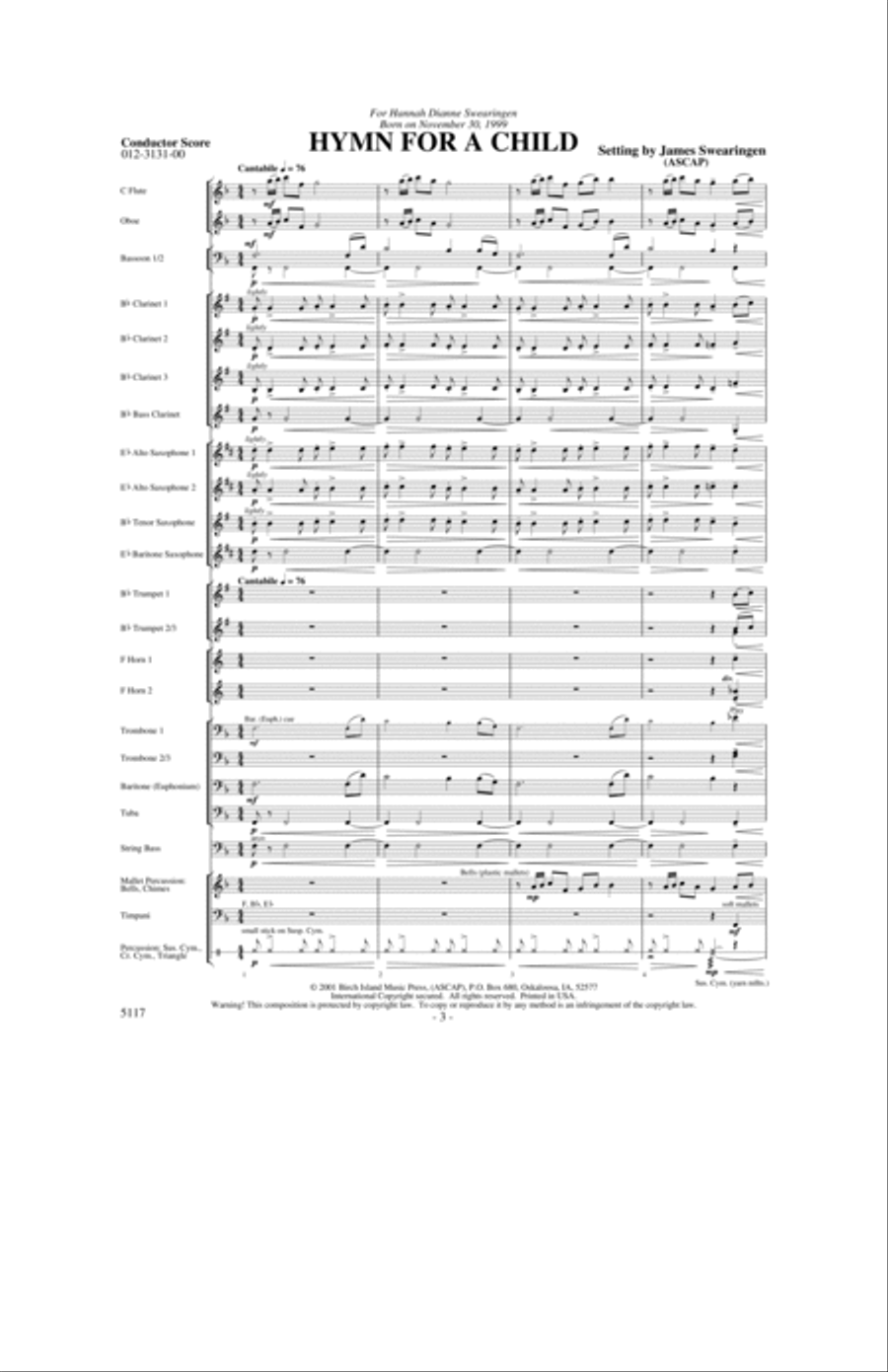 Hymn for a Child Concert Band scores gallery preview page 2
