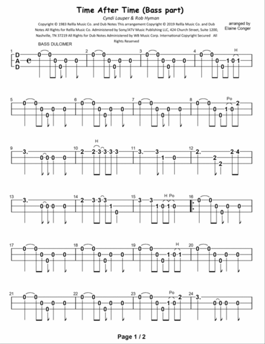 Time After Time Time After Time Dulcimer scores gallery preview page 2