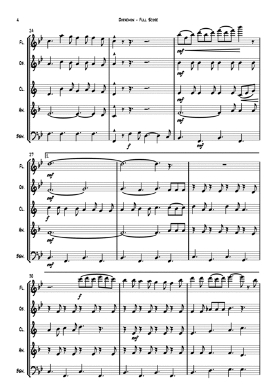 Doraemon Woodwind Quintet scores gallery preview page 6