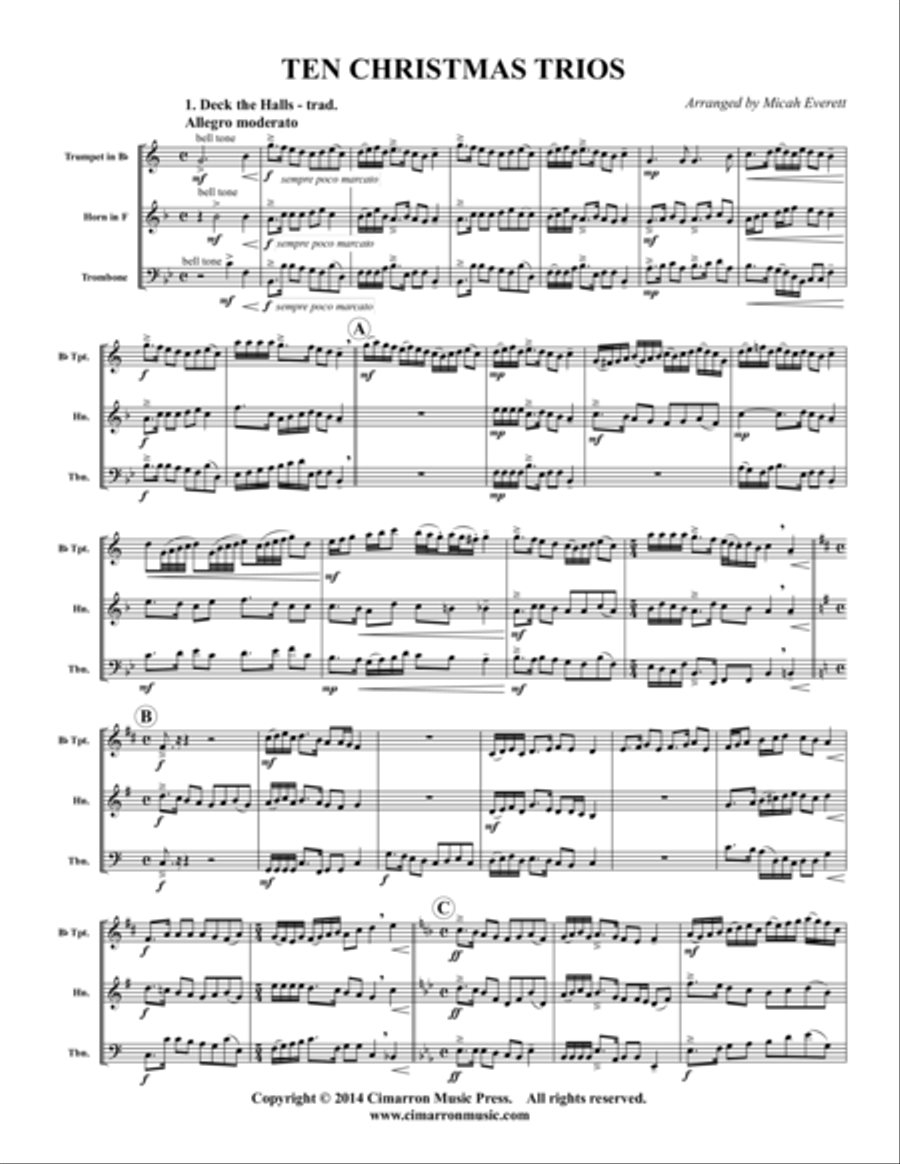 Ten Christmas Trios Brass Trio scores gallery preview page 1