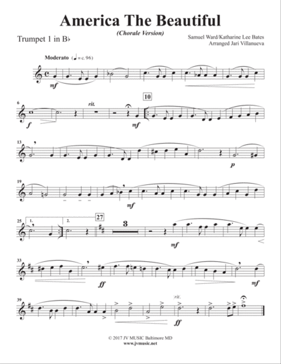 America The Beautiful (Chorale Version) for Brass Quintet Brass Quintet scores gallery preview page 5