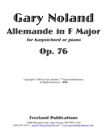 "Allemande" for harpsichord Op. 76