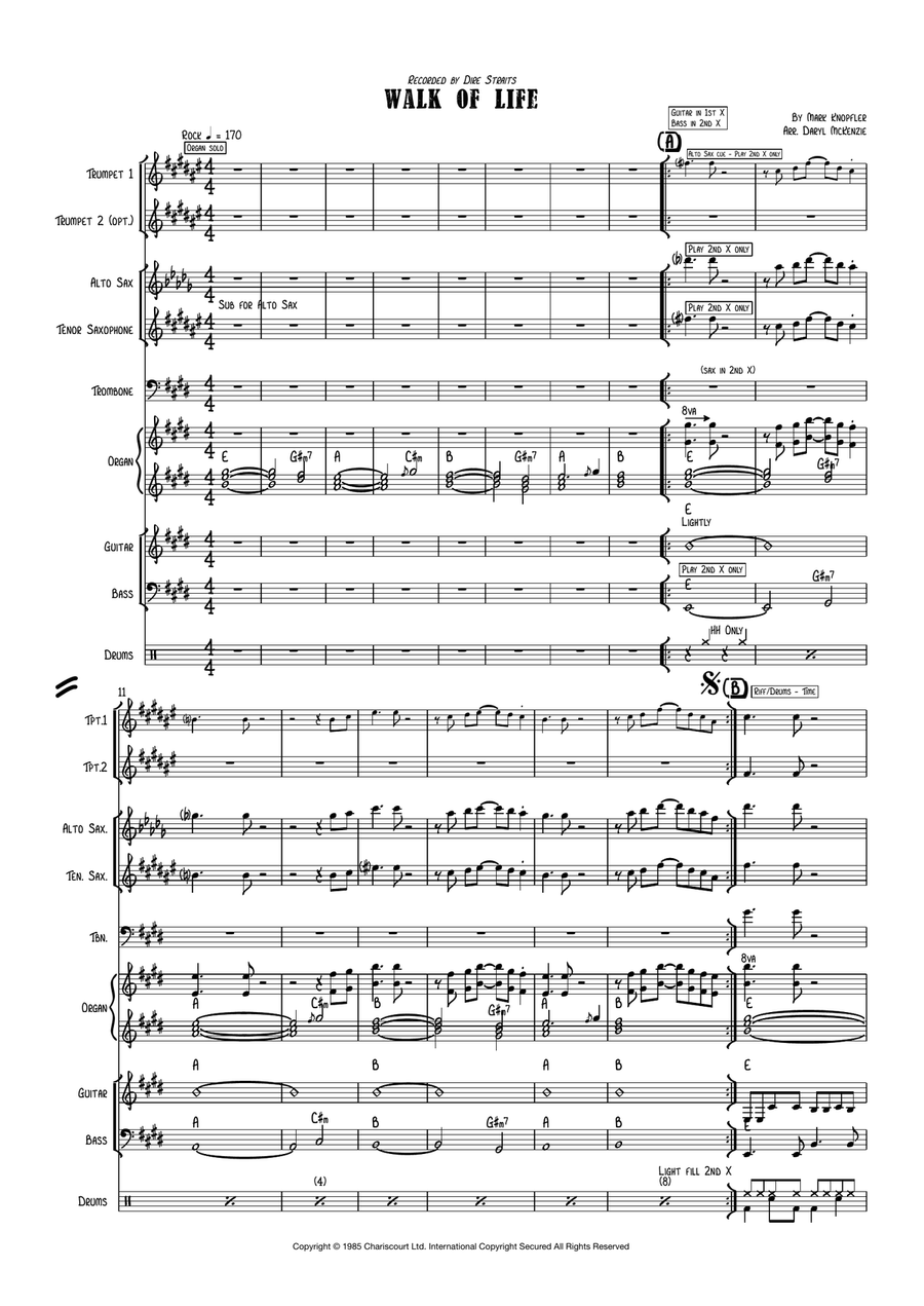 Walk Of Life Large Ensemble scores gallery preview page 1