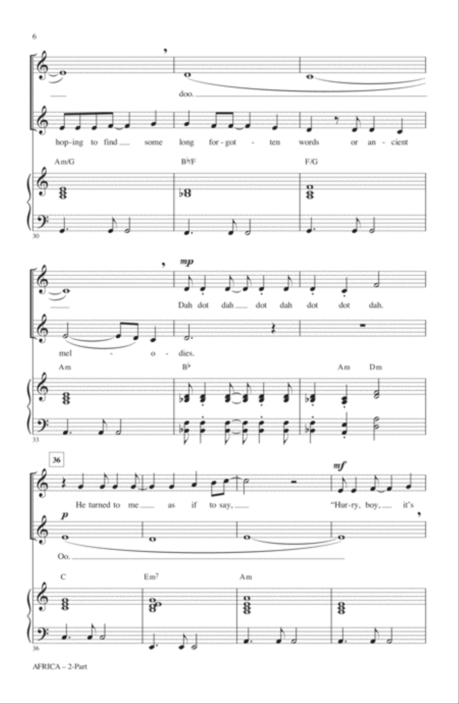 Africa (arr. Audrey Snyder) 2-Part scores gallery preview page 4