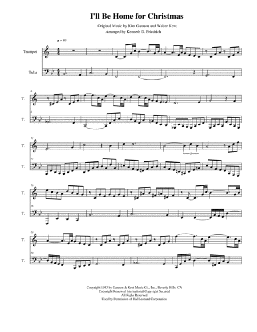 I'll Be Home For Christmas Brass Duet scores gallery preview page 1