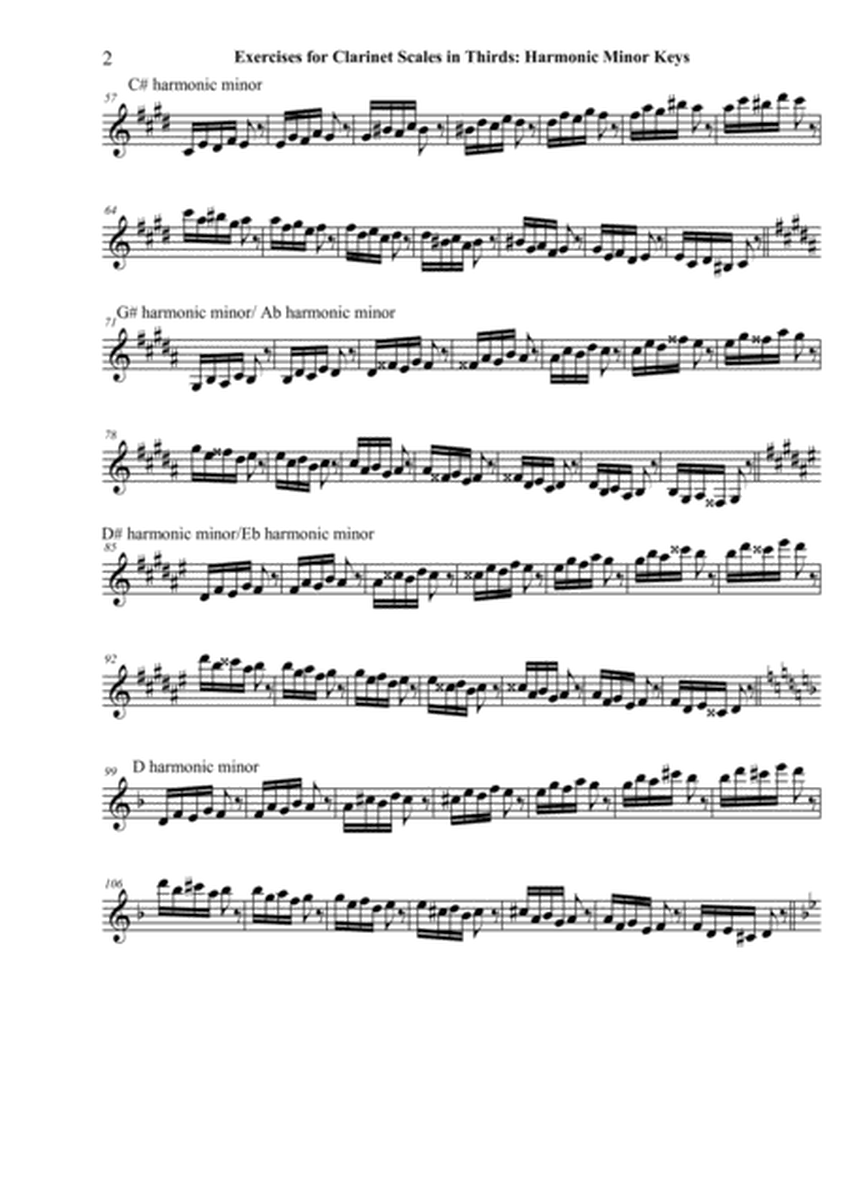 Prep exercises for clarinet scales in thirds: harmonic minor keys
