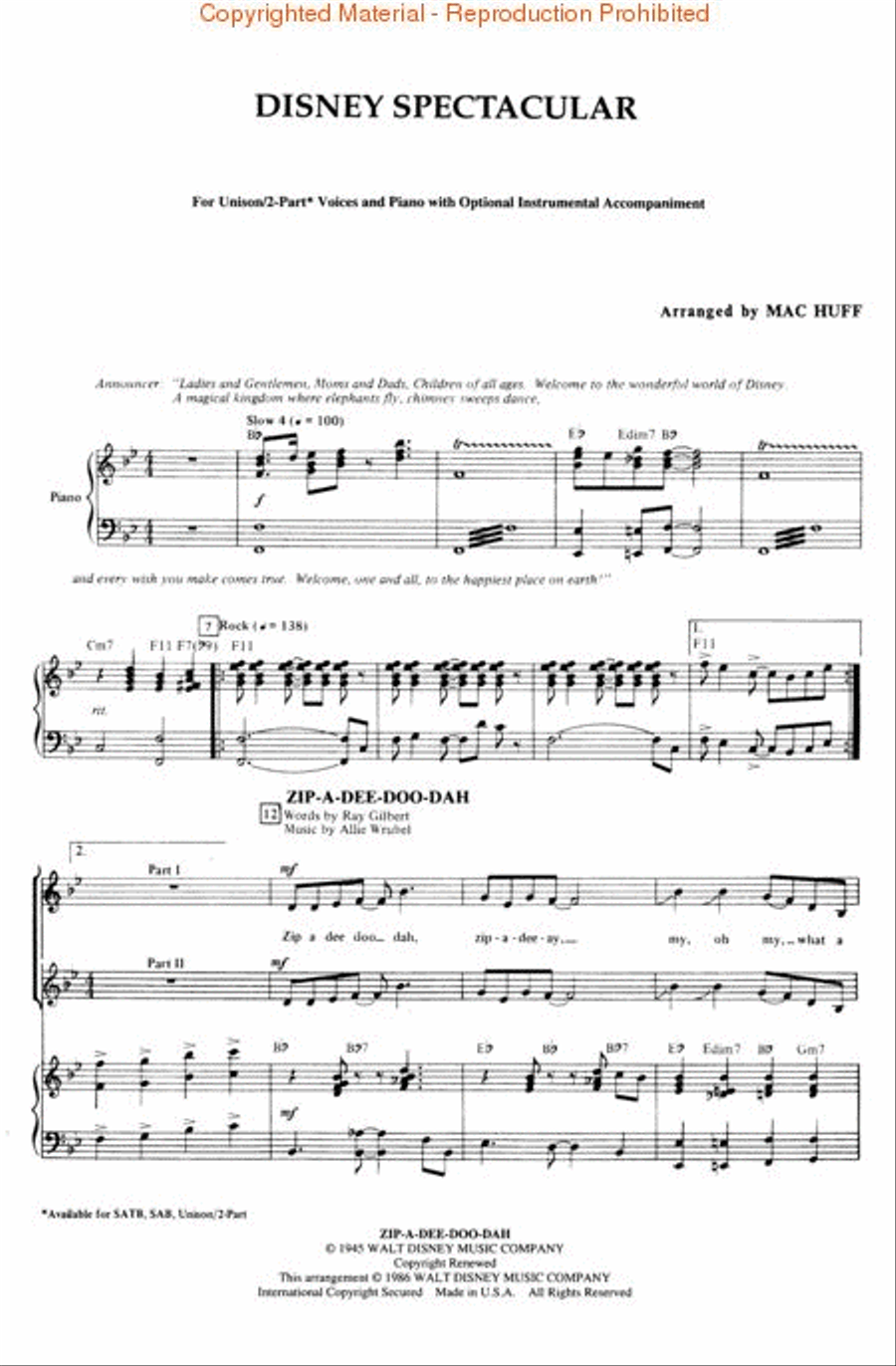 Disney Spectacular (Medley) Unison Choir scores gallery preview page 2