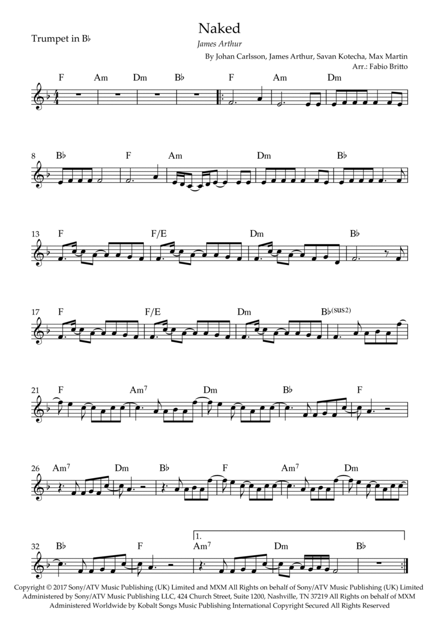 Naked Naked B-Flat Trumpet scores gallery preview page 1