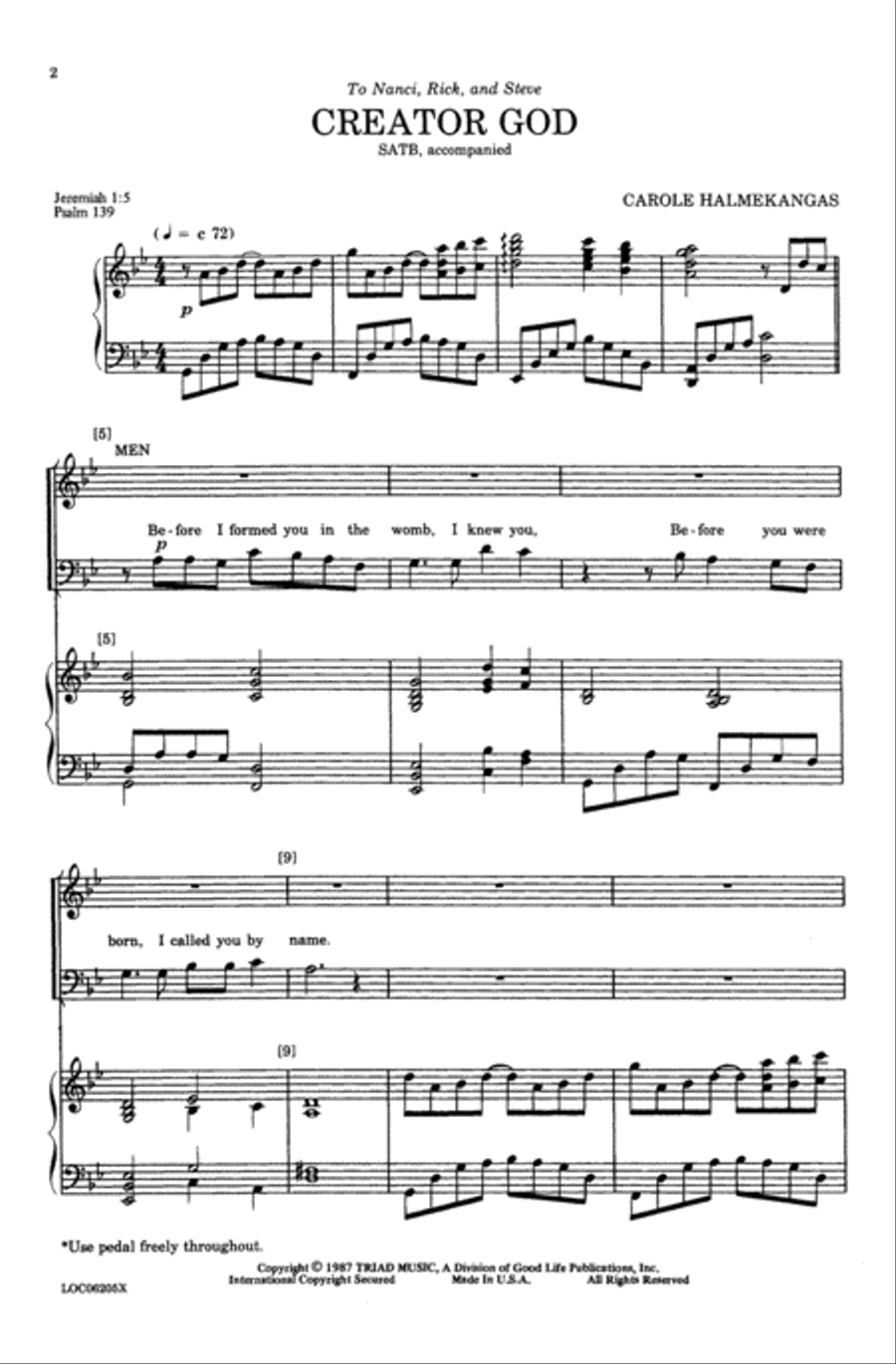 Creator God Creator God 4-Part scores gallery preview page 2