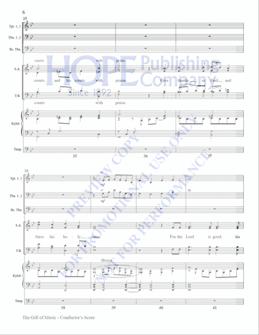 Gift of Music, The- Brass Parts: Conductor's Score: 2 B-flat Trumpets, 3 Trombon Choir scores gallery preview page 8
