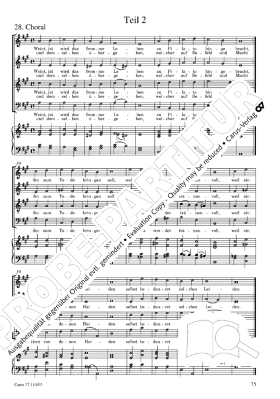 Markuspassion. Werkausgabe Reihe 1, Bd. 7 (Homilius) 4-Part scores gallery preview page 82