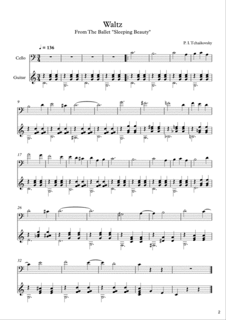 10 Easy Classical Pieces For Cello & Guitar Vol. 2 String Duet scores gallery preview page 3