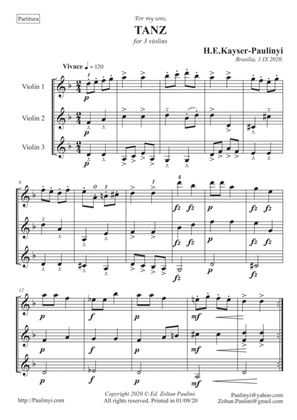 Tanz for 3 violins (grade 4+)