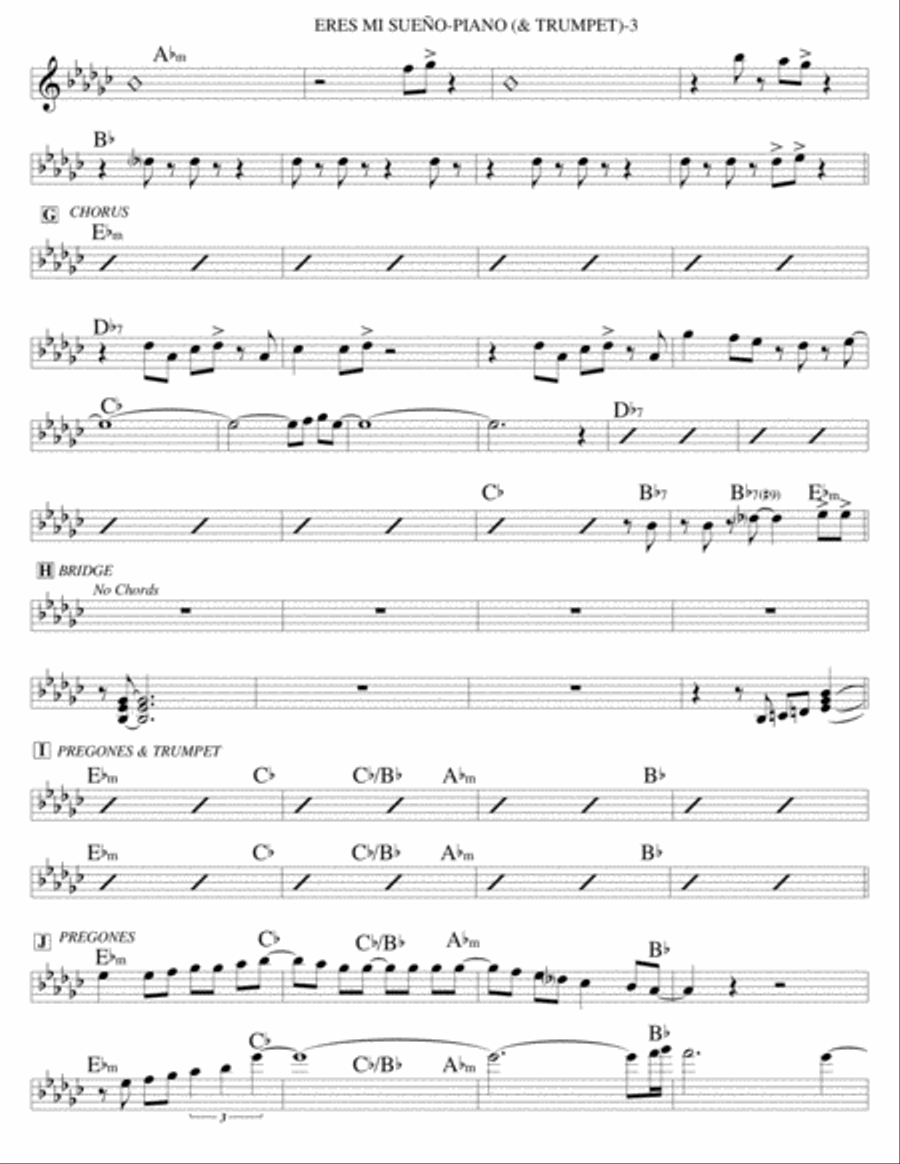Eres Mi Sue Piano Solo scores gallery preview page 3