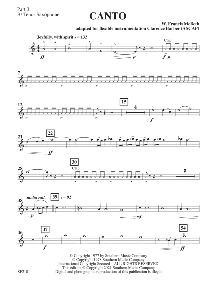 Canto - Tenor Sax 3 Concert Band scores gallery preview page 1