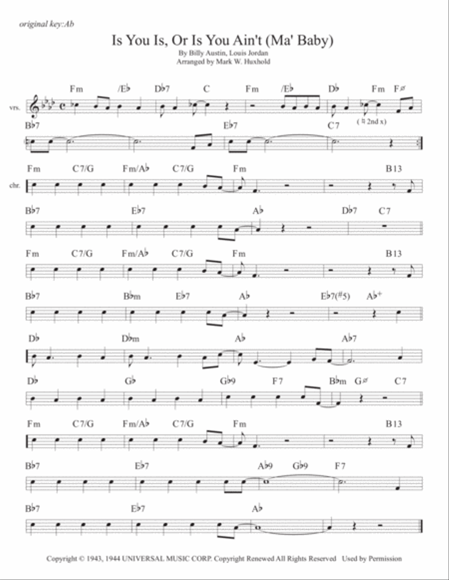 Is You Is, Or Is You Ain't (ma' Baby) Piano scores gallery preview page 1