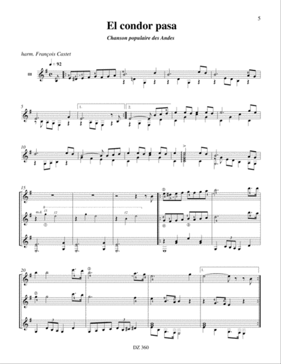Airs populaires des Andes Guitar Ensemble scores gallery preview page 5