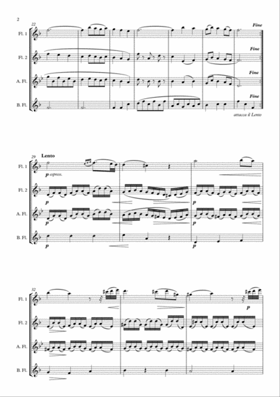 Dance of the Blessed Spirits arranged for Flute Quartet Flute Quartet scores gallery preview page 4