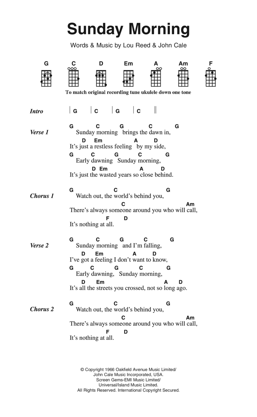 Sunday Morning Ukulele scores gallery preview page 1
