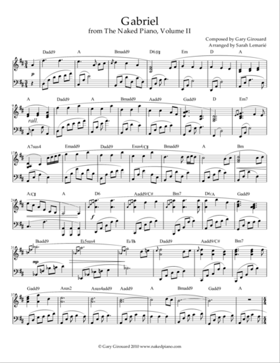 Gabriel Piano Solo scores gallery preview page 1
