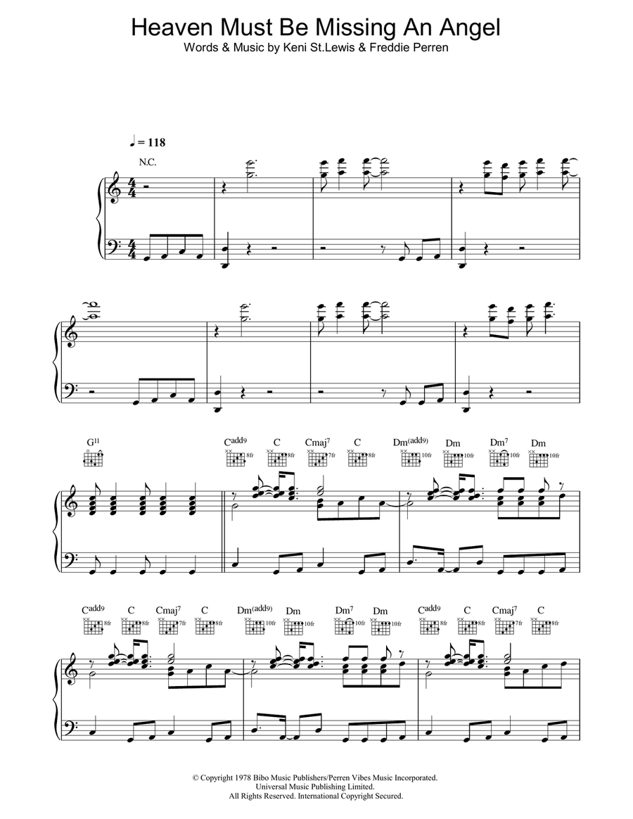 Heaven Must Be Missing An Angel Piano, Vocal, Guitar scores gallery preview page 1