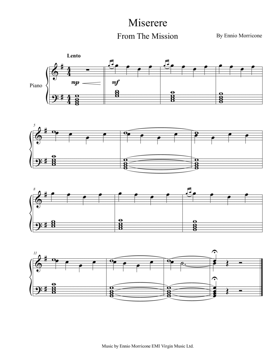 Miserere Piano Solo scores gallery preview page 1