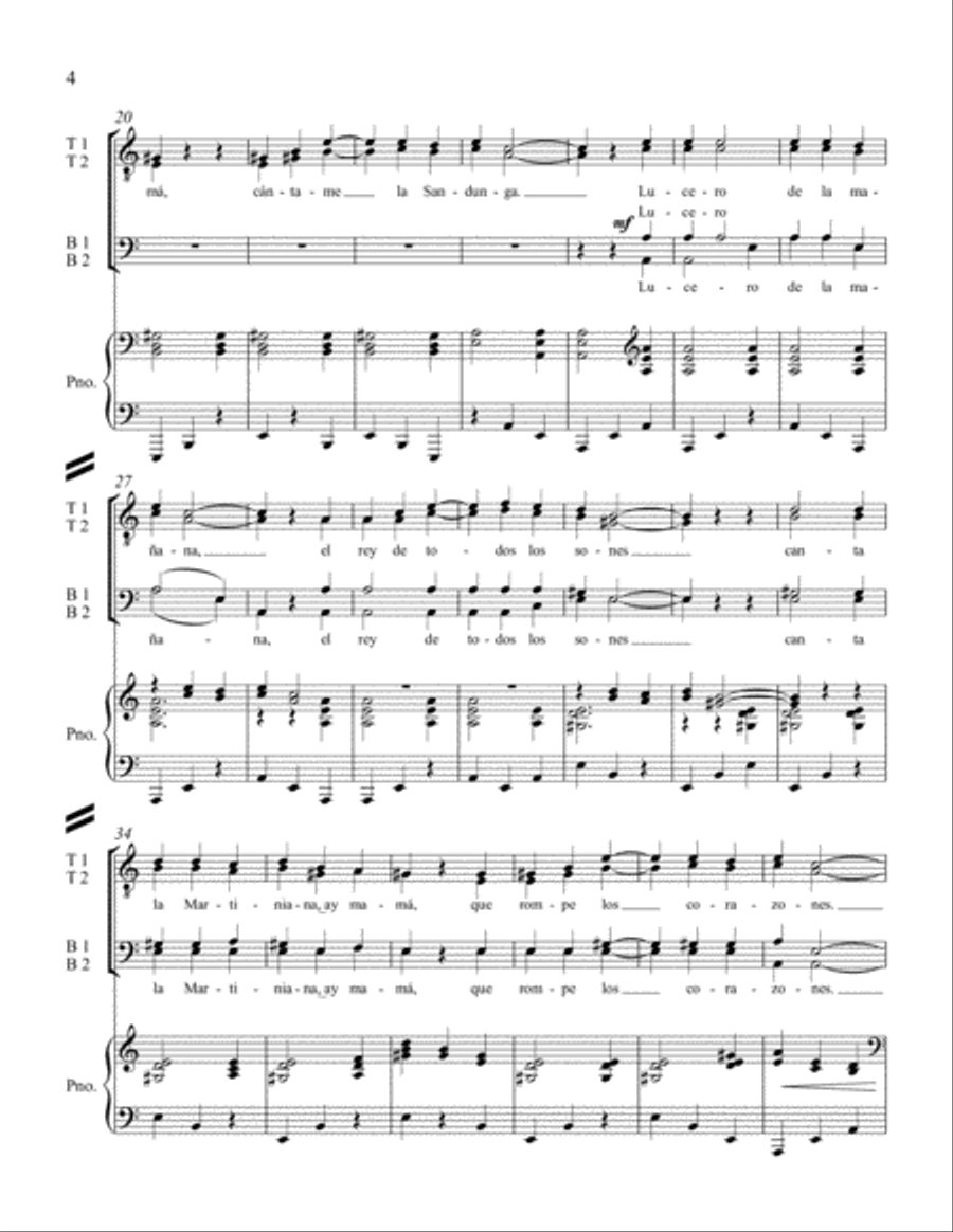 Three Mexican Folk Songs: 1. La Martiniana (Downloadable Piano/Choral Score)