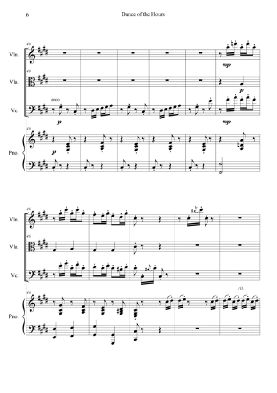 Dance of the Hours Piano Quartet scores gallery preview page 6