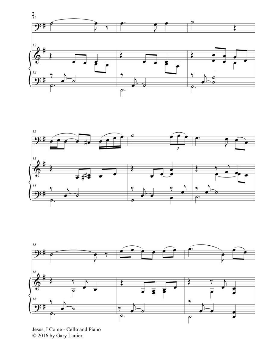 JESUS, I COME (Duet – Cello & Piano with Parts) Piano scores gallery preview page 3
