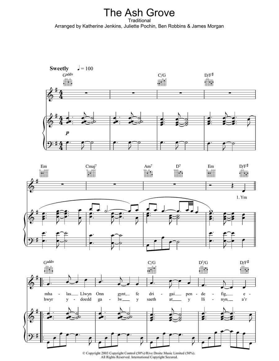 The Ash Grove Piano, Vocal, Guitar scores gallery preview page 1